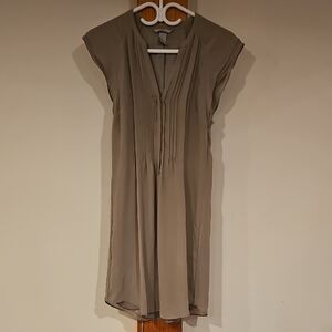 H&M Taupe Flowy Crepe And Satin Dress